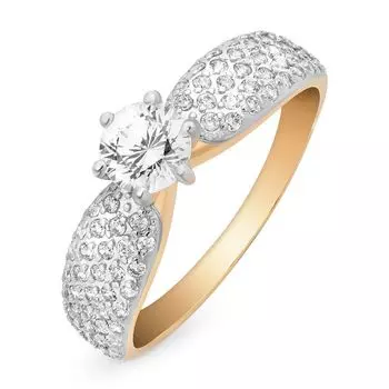 Кольцо с кристаллами cваровски из красного золота 585 пробы, размер 19.5