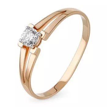 Кольцо с кристаллом cваровски из красного золота 375 пробы, размер 19.5