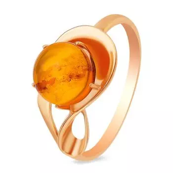 Кольцо с янтарем из красного золота 585 пробы, размер 19