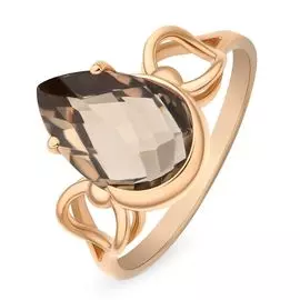 Кольцо с раух-топазом из красного золота 585 пробы, размер 17