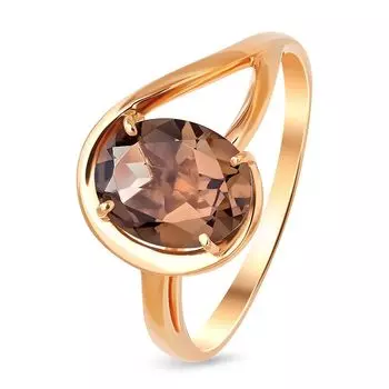 Кольцо с раух-топазом из красного золота 585 пробы, размер 17.5