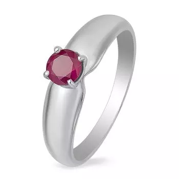 Кольцо с рубином из белого золота 585 пробы, размер 18.5
