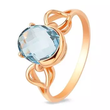 Кольцо с топазом из красного золота 585 пробы, размер 17