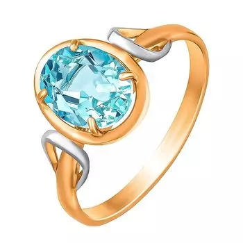 Кольцо с топазом из красного золота 585 пробы, размер 18