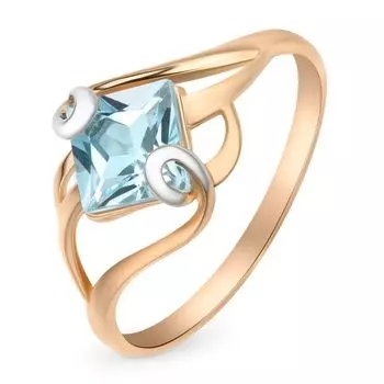 Кольцо с топазом из красного золота 585 пробы, размер 19