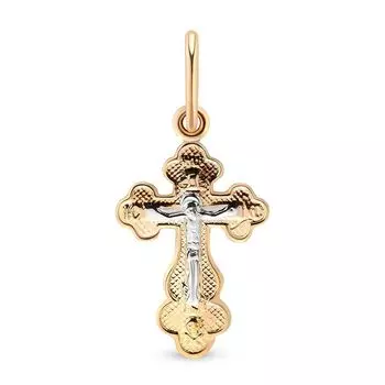 Крестик из комбинированного золота 585 пробы