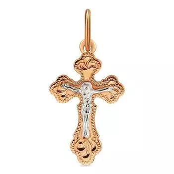 Крестик из комбинированного золота 585 пробы