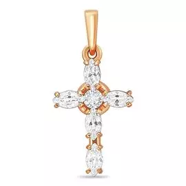 Крестик с фианитами из красного золота 585 пробы