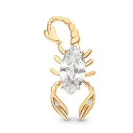 Подвес Рак с фианитами из красного золота 585 пробы