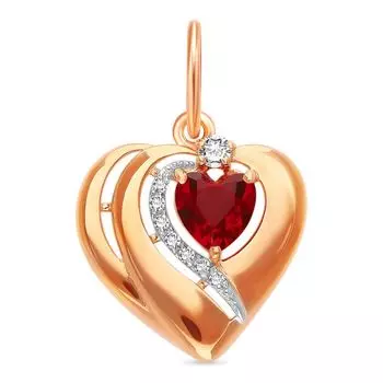 Подвес с фианитами из красного золота 585 пробы