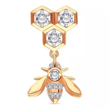 Подвес с фианитами из красного золота 585 пробы