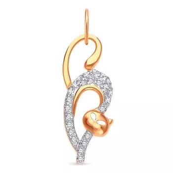 Подвес с фианитами из красного золота 585 пробы