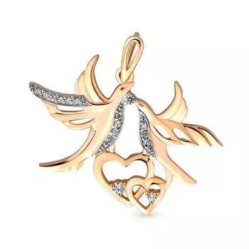 Подвес с фианитами из красного золота 585 пробы