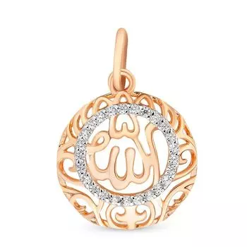 Подвес с фианитами из красного золота 585 пробы