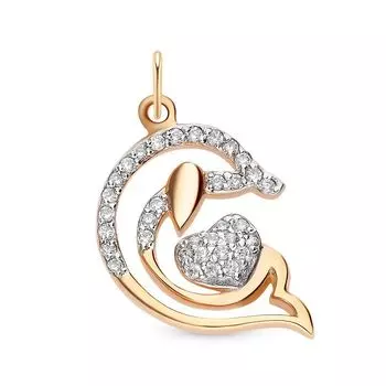 Подвес с фианитами из красного золота 585 пробы