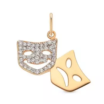 Подвес с фианитами из красного золота 585 пробы