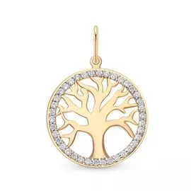 Подвес с фианитами из красного золота 585 пробы