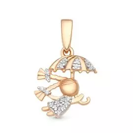 Подвес с фианитами из красного золота 585 пробы