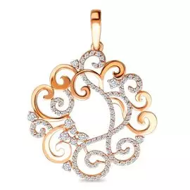 Подвес с фианитами из красного золота 585 пробы
