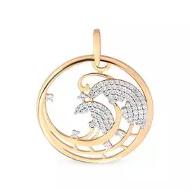 Подвес с фианитами из красного золота 585 пробы