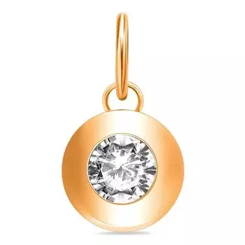 Подвес с фианитом из красного золота 585 пробы