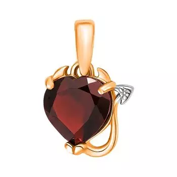 Подвес с гранатом из красного золота 585 пробы