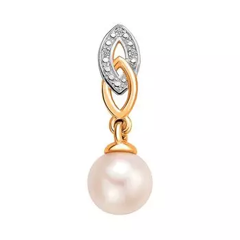 Подвес с жемчугом и бриллиантами из красного золота 585 пробы
