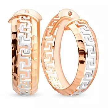 Серьги конго из красного золота 585 пробы, размер 22