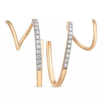 Серьги-продевки с фианитами из красного золота 585 пробы