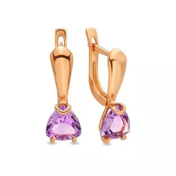 Серьги с аметистами из красного золота 585 пробы
