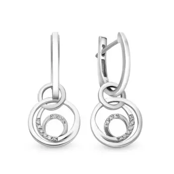 Серьги с бриллиантами из белого золота 585 пробы