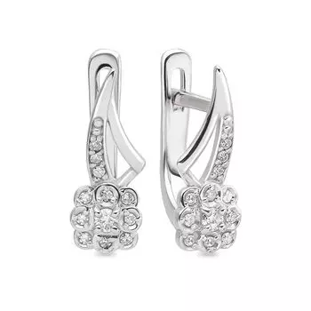 Серьги с бриллиантами из белого золота 585 пробы