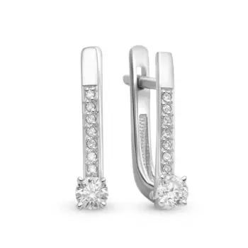 Серьги с бриллиантами из белого золота 585 пробы