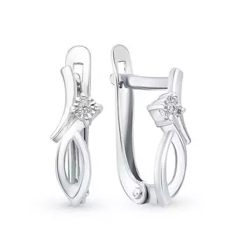 Серьги с бриллиантами из белого золота 585 пробы