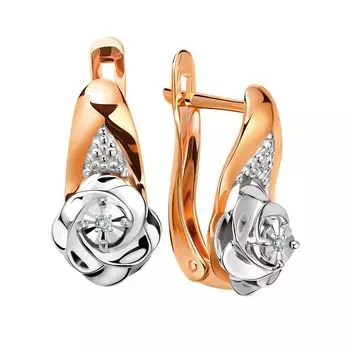 Серьги с бриллиантами из красного золота 375 пробы