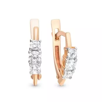 Серьги с бриллиантами из красного золота 585 пробы