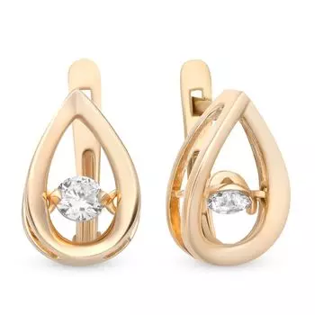 Серьги с бриллиантами из красного золота 585 пробы