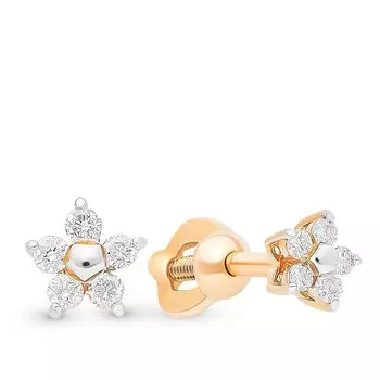 Серьги с бриллиантами из красного золота 585 пробы