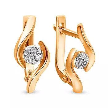 Серьги с бриллиантами из красного золота 585 пробы