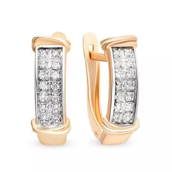 Серьги с бриллиантами из красного золота 585 пробы