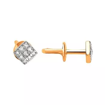 Серьги с бриллиантами из красного золота 585 пробы