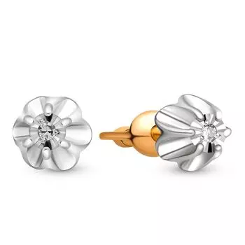 Серьги с бриллиантами из красного золота 585 пробы