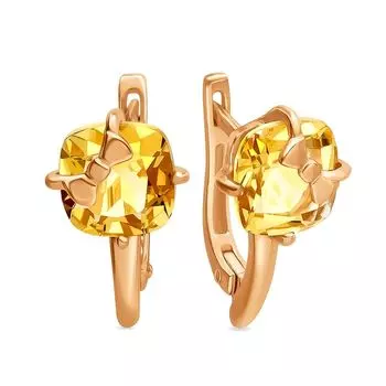 Серьги с цитринами из красного золота 375 пробы