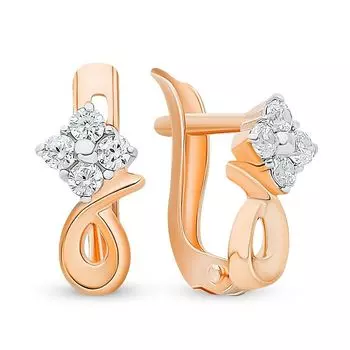 Серьги с фианитами из красного золота 375 пробы