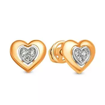 Серьги с фианитами из красного золота 375 пробы