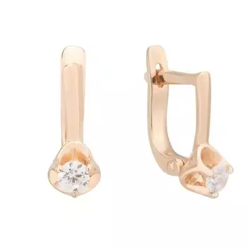 Серьги с фианитами из красного золота 375 пробы