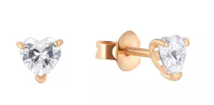 Серьги с фианитами из красного золота 375 пробы