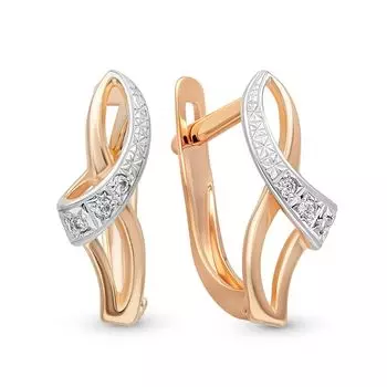 Серьги с фианитами из красного золота 375 пробы