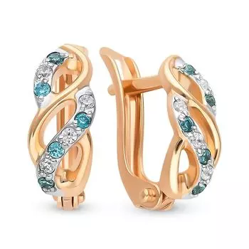 Серьги с фианитами из красного золота 375 пробы