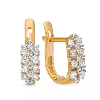 Серьги с фианитами из красного золота 375 пробы